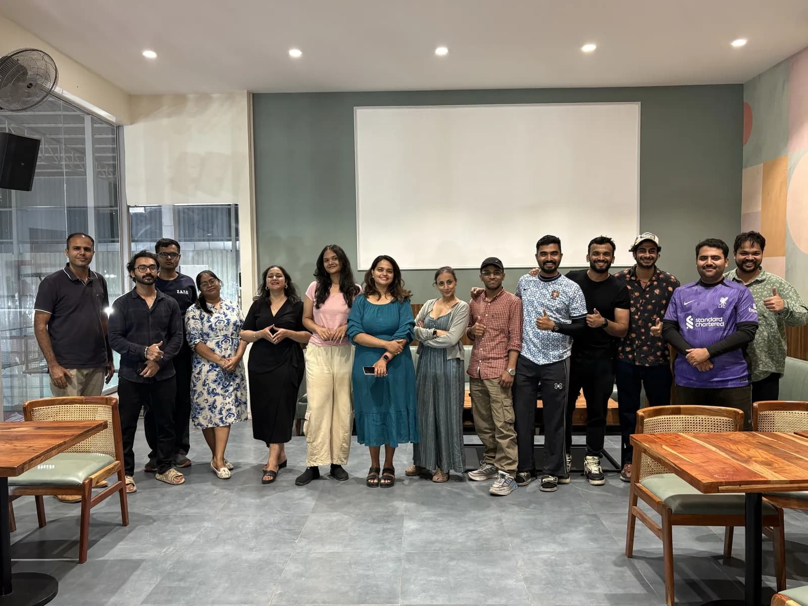 A group of Xircl. members smiling together after an evening at Courtiers Club, Kharadi