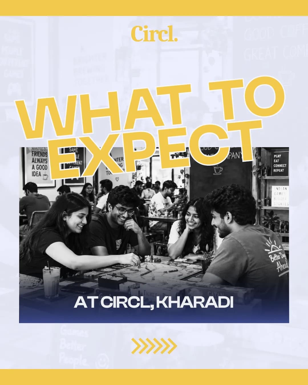What to expect at Xircl., Kharadi: four people laughing together over a board game.